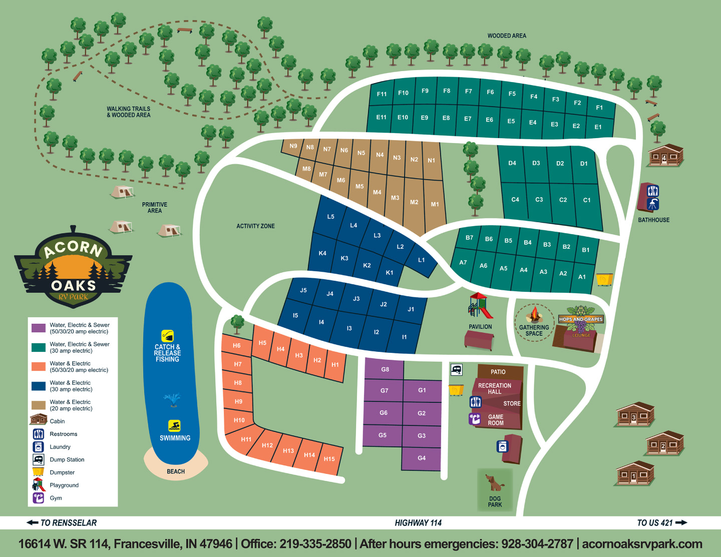 Acorn Oaks RV Park Site Map