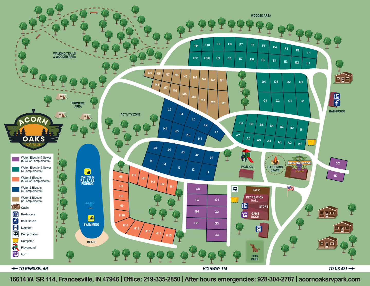 Acorn Oaks RV Park Site Map