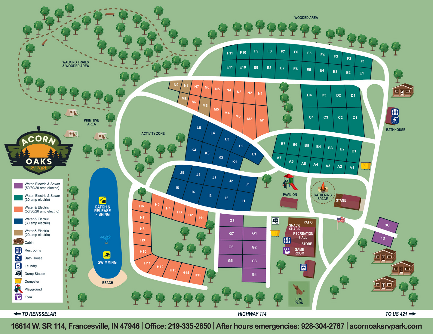 Acorn Oaks RV Park Site Map